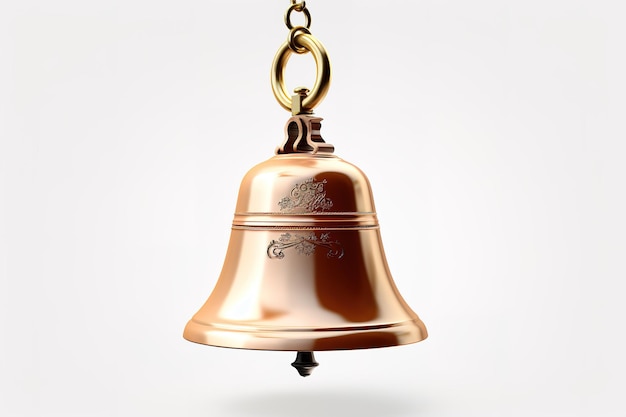 A Golden Bell Hung in Times Embrace on a Clear PNG or White Background