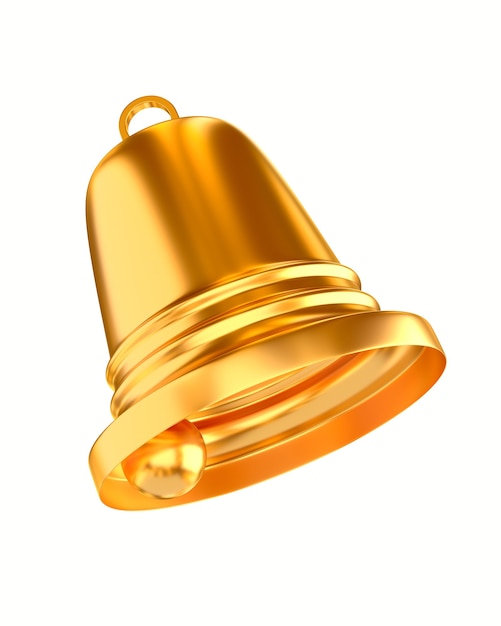 Golden bell on white background. Isolated 3D illustration