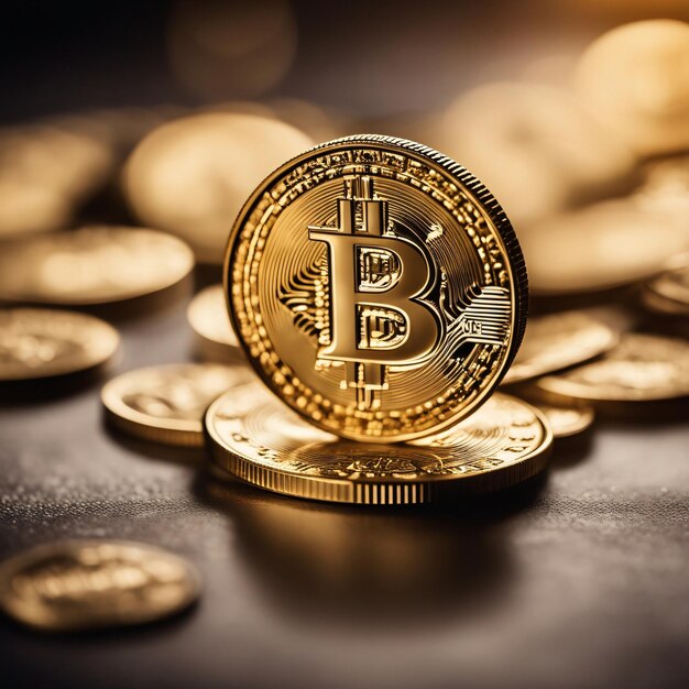 Golden Bitcoin digital cryptocurrency