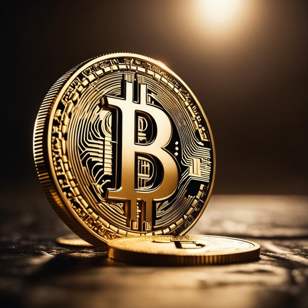 Golden Bitcoin digital cryptocurrency