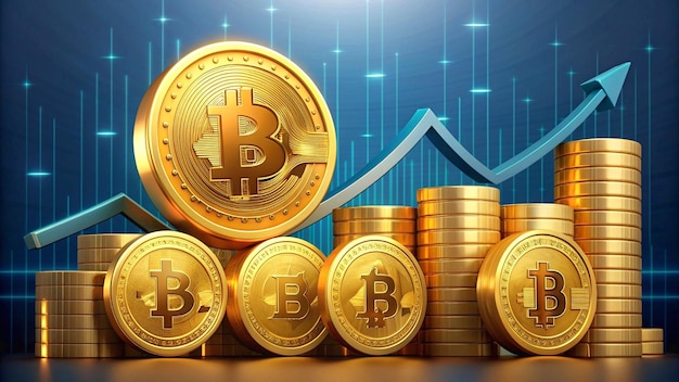 Golden Bitcoins representing the cryptocurrency boom