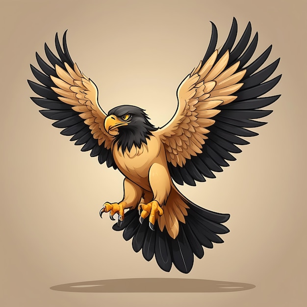 golden and black eagle in a cartoon style