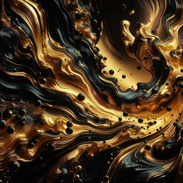 Golden Black Liquid Abstract Art illustration