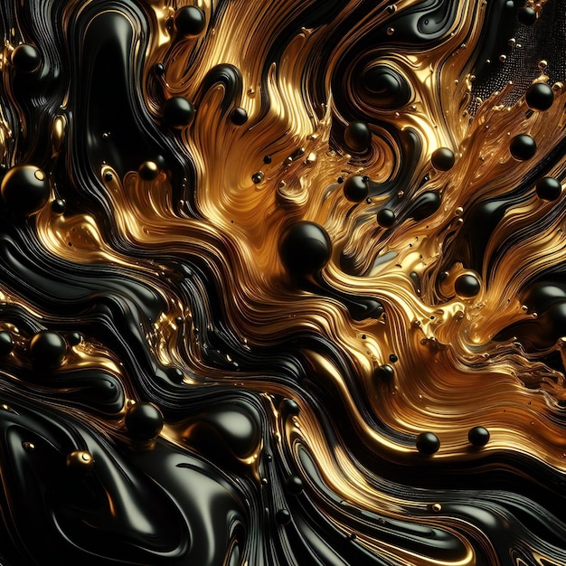 Golden Black Liquid Abstract Art illustration