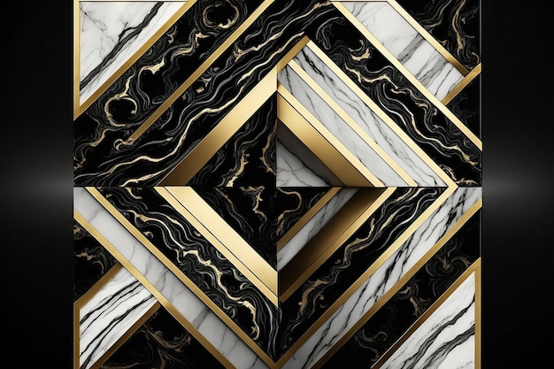 Golden Black and White Marble with Artificial Stone Texture Created Using Generative AI Technology