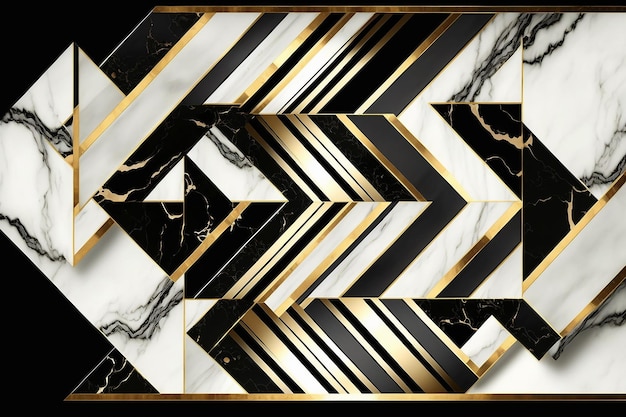 Golden Black and White Marble with Artificial Stone Texture Created Using Generative AI Technology