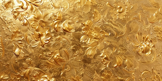 Golden Blossoms A Delicate Floral Pattern in Gold and Gold Leaf A Symbol of Elegance and Abundance