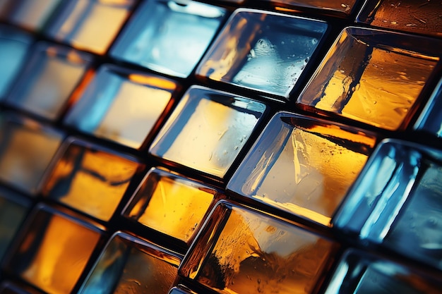 Golden and blue glass or crystal mosaic texture Wallpaper