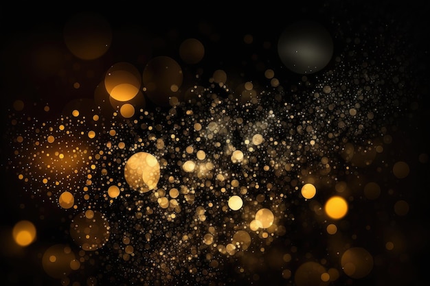 Golden bokeh lights on a dark background Generative AI