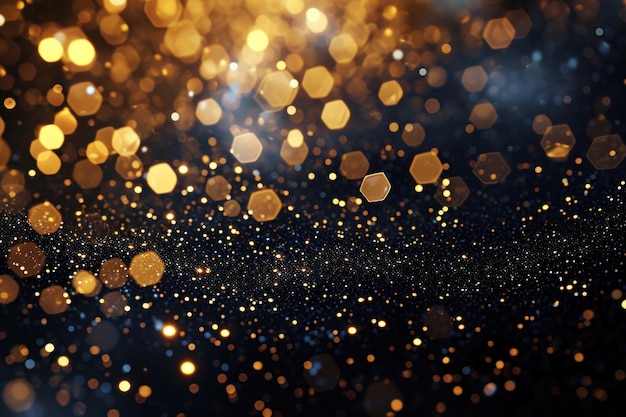 Golden bokeh lights festive background