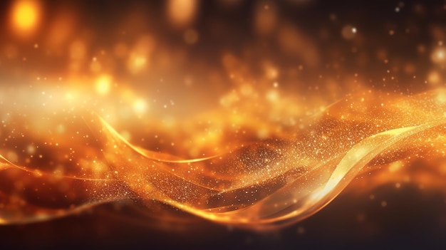 Golden Bokeh Shiny Abstract Background Generative AI