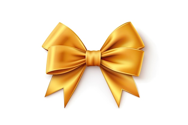 Golden bow ribbon isolated on white background