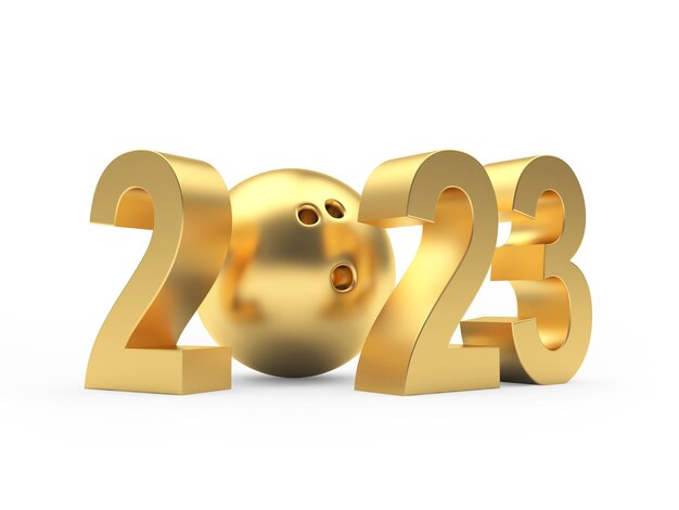 Golden bowling ball with number of new year