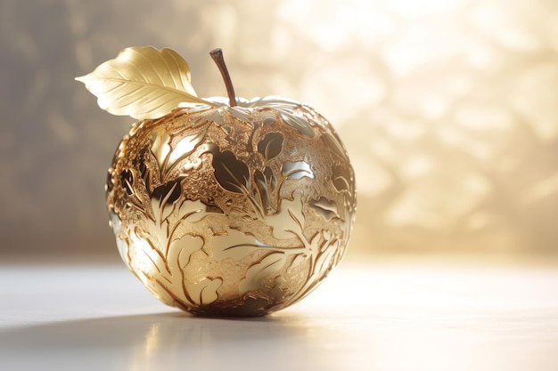 Golden bright apple metal Generate Ai