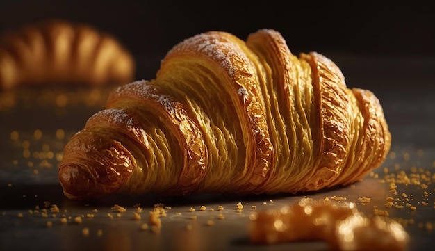 Golden brown french Croissants high resolution image Ai generated art