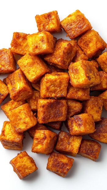 Photo golden brown fried sweet potato cubes