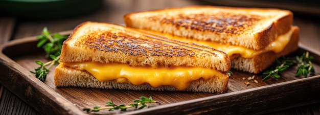 Golden Brown Grilled Cheese Sandwich with Melted Cheese