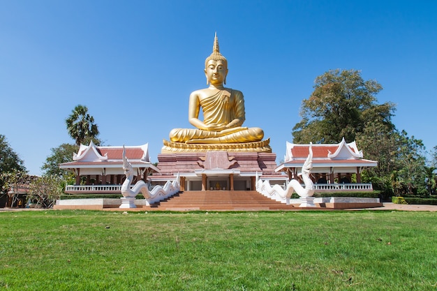 golden Buddha .Big Buddha statue in the public temple.