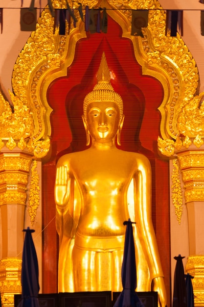 Golden Buddha statue in the church, Thailand