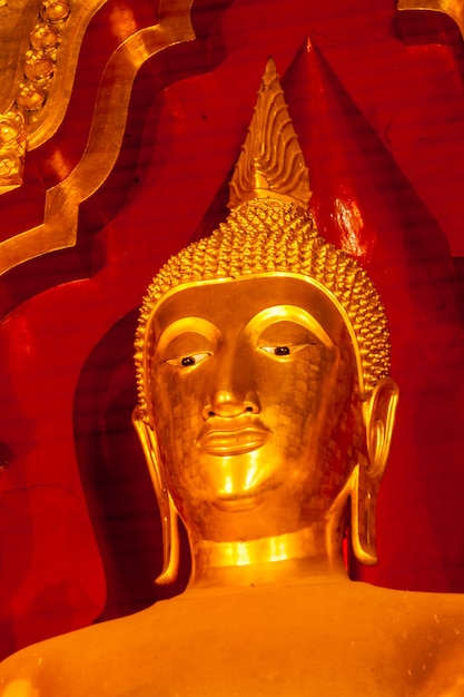 Golden Buddha statue in the church, Thailand