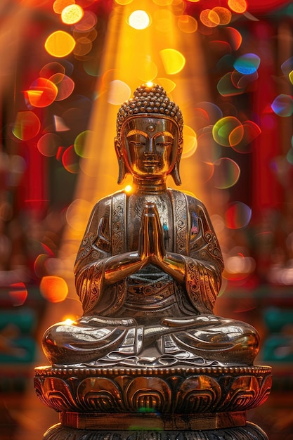 Golden Buddha statue in prayer position