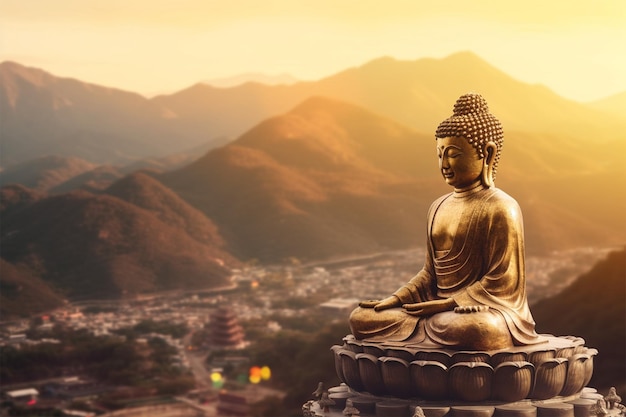 golden buddha statue on a white background