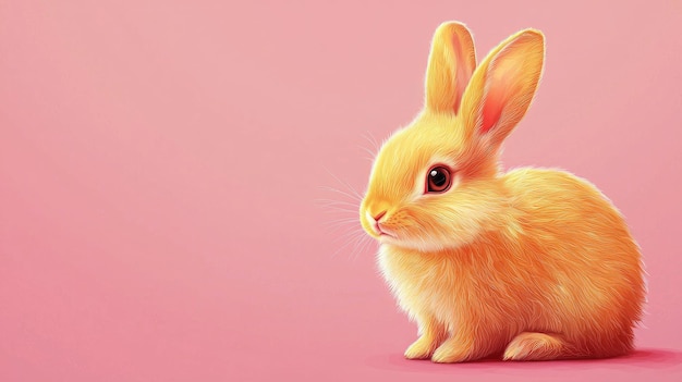 A Golden Bunny Sitting on a Pink Background