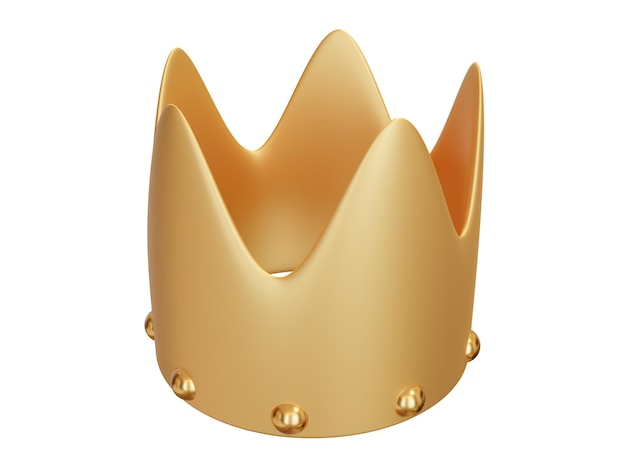 Golden cartoon crown 3d render