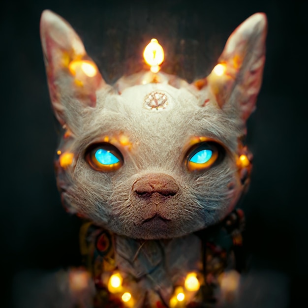 Golden cat portrait Cats are gods avatar illustration