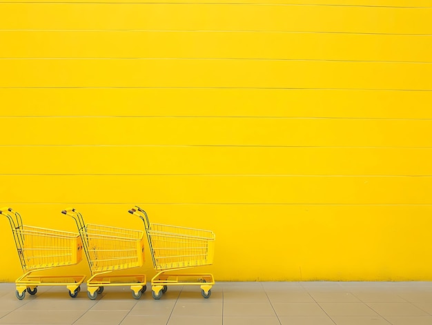 Photo golden chaos a symphony of shopping carts