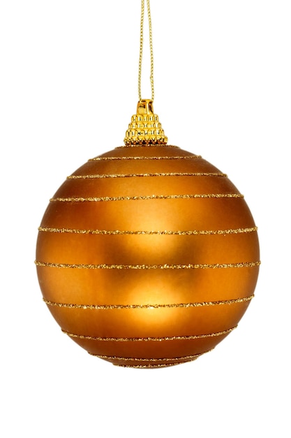 Golden Christmas ball isolated on white background