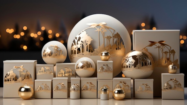 Golden Christmas Cards Collection Merry Christmas And Happy New Year Background