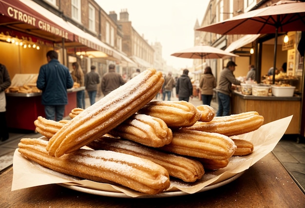 Golden Churros Dusting with Cinnamon Sugar