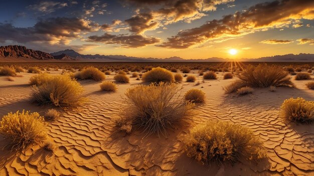 Golden clouds at sunset over landscape