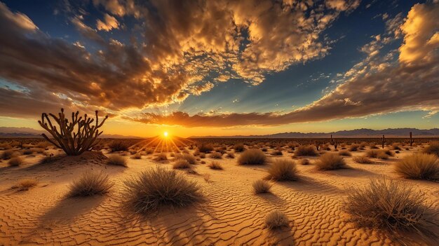 Golden clouds at sunset over landscape