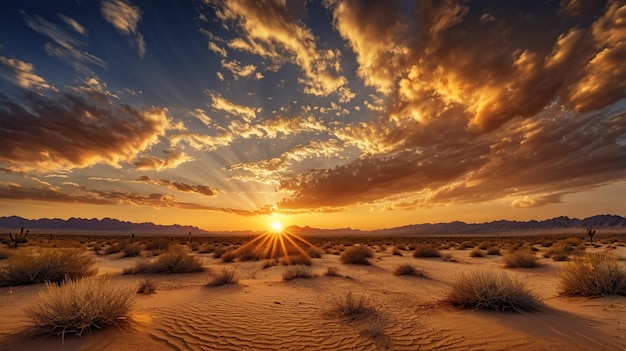 Golden clouds at sunset over landscape