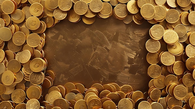 Photo golden coin frame background for luxury and wealth concepts