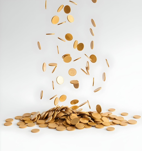 Photo golden coin rain wealth and finance concept