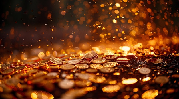 a golden coin with gold coins on it and a gold background