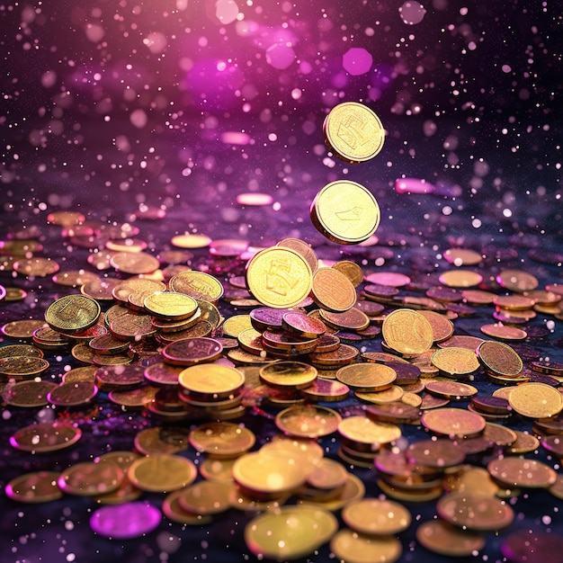 golden coins falling