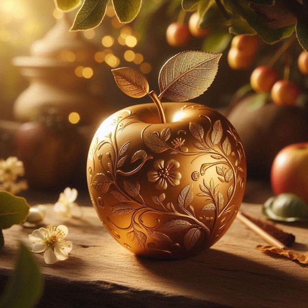 Golden color apple background