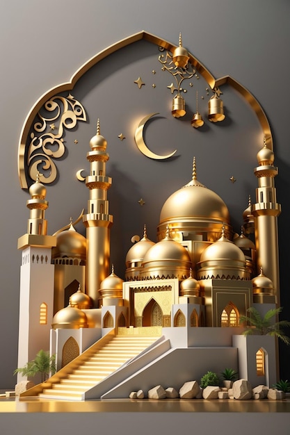 Golden color Islamic mosque