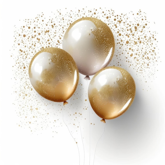 Golden colorful balloons Illustration AI Generative