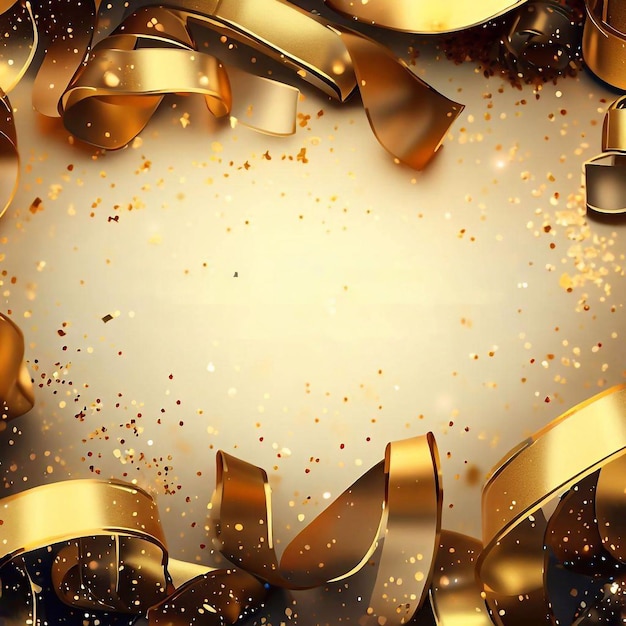 Golden confetti celebration background and Gold glitter sparkle texture