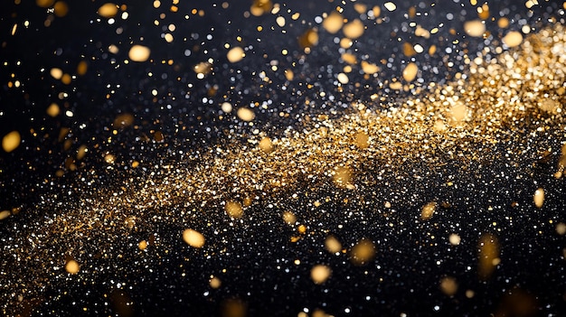 Photo golden confetti celebration sparkle and shine in darkness