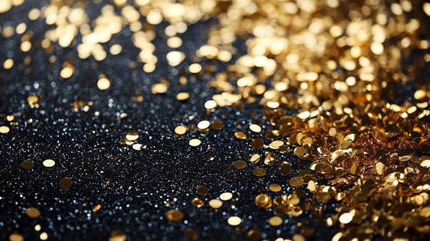 Photo golden confetti celebration sparkle and shine in darkness