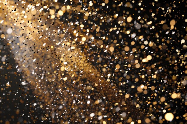 Photo golden confetti sparkles and dances in the air against a dark background capturing a moment of celebration and joy