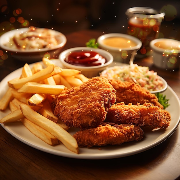 The Golden Crispy Fried Chicken with Seasoned Potato Wedges