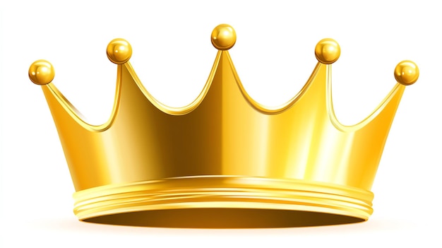 Photo golden crown 3d illustration flat isolated on a white background