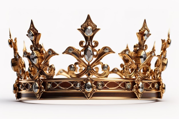 A Golden Crown of Royalty Adorned With Sparkling Gems on a Clear PNG or White Background